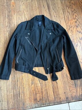 GAP Women's Black Belted Moto Jacket